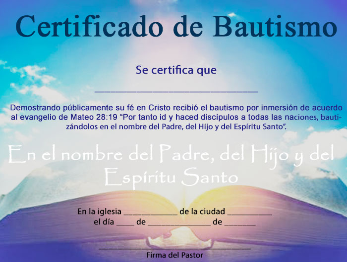 Certificado de Bautismo » Todo Certificados